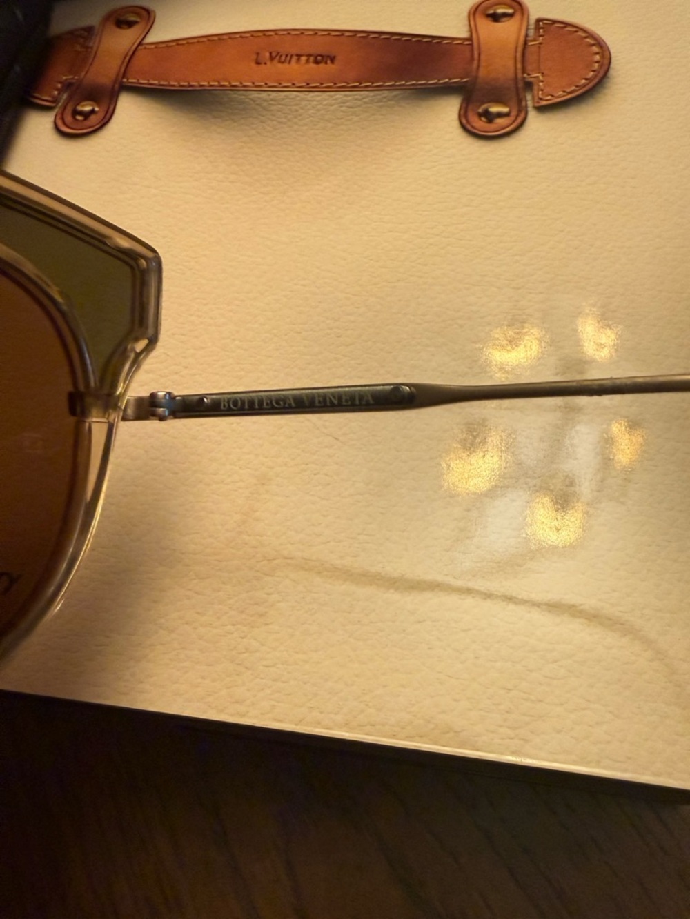 Bottega Veneta Gold Frame Sunglasses with Brown Lenses - Picture 3 of 6